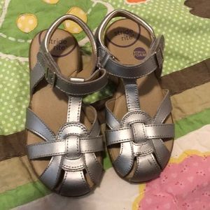 Silver almost pewter colored memory foam sandal